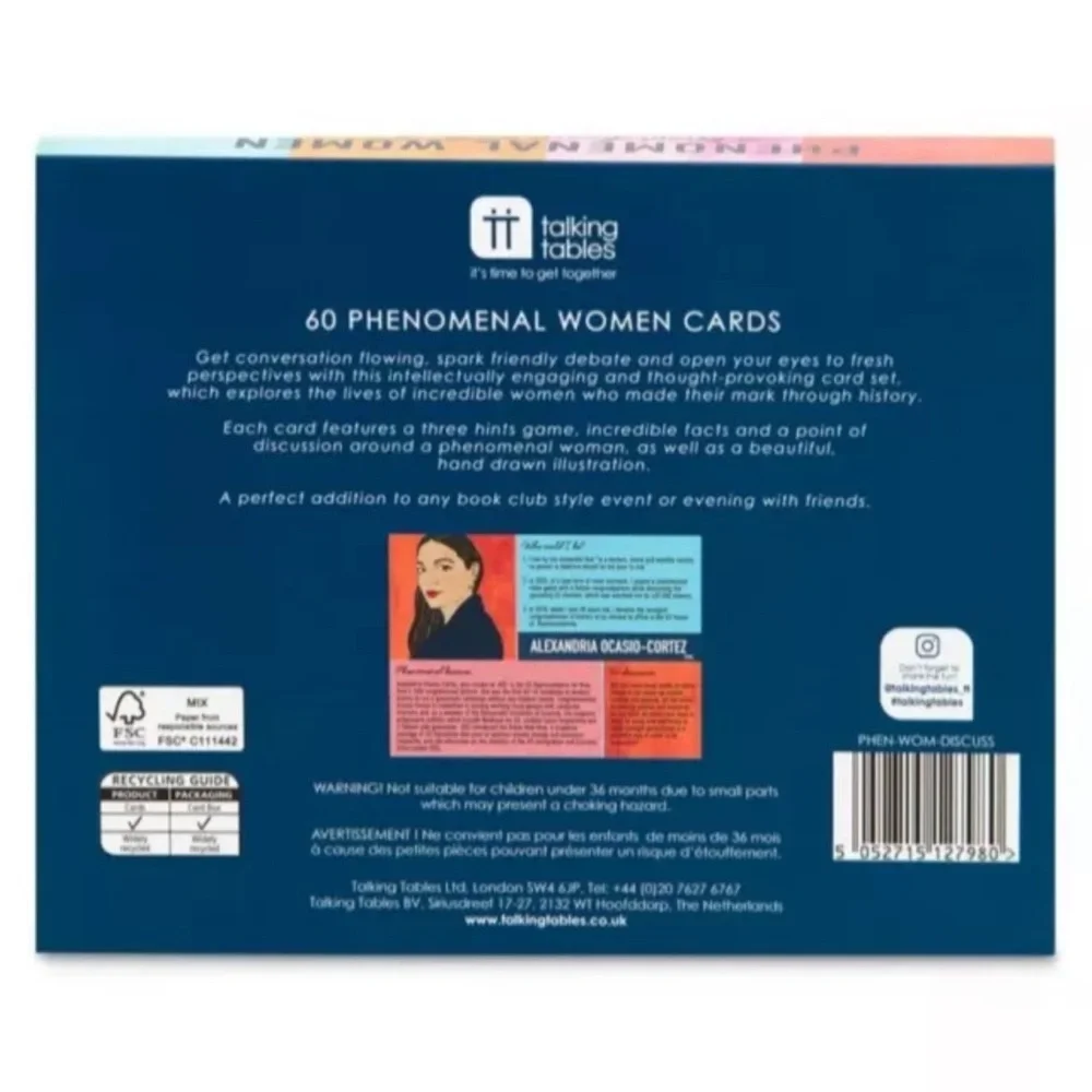 Talking Tables 60 Phenomenal Women in History Flashcards Game female empowerment